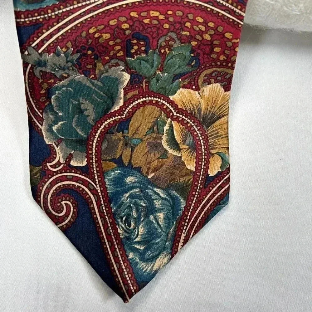 2/$30 Karl Lagerfeld Floral Paisley Silk Tie Luxury Business Classic